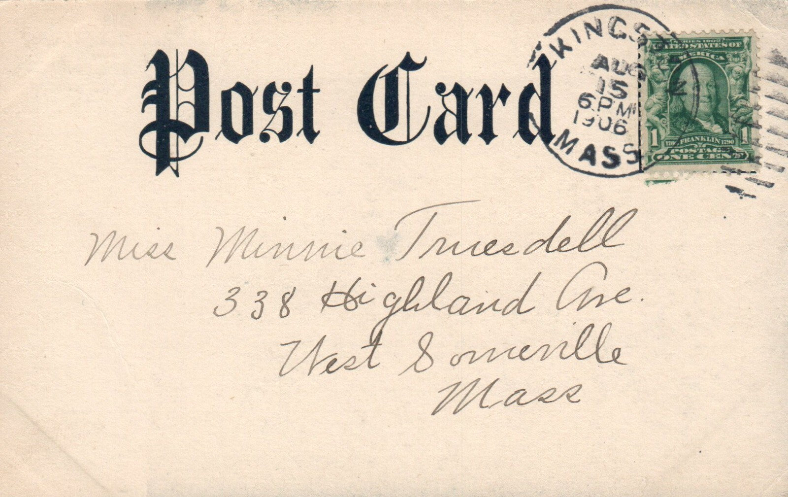 Town House, Kingston, Massachusetts Mass Postcard