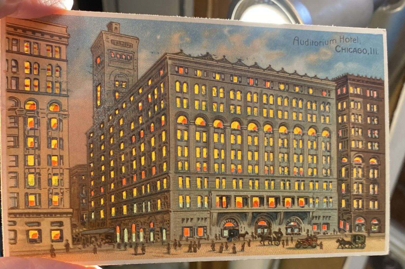 HTL Hold to the Light Auditorium Hotel Chicago Illinois IL Vintage Postcard
