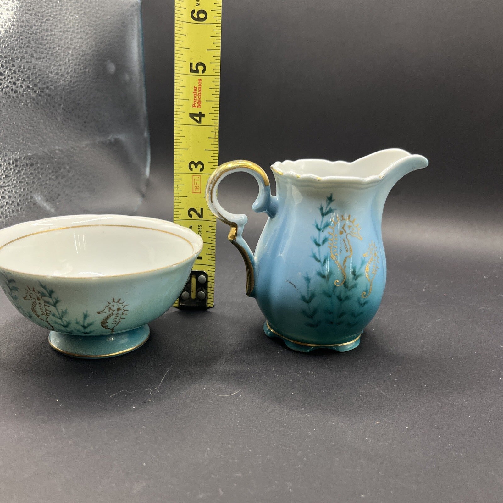 Royal Stafford Bone China Blue, With Seahorses  Cream & Sugar