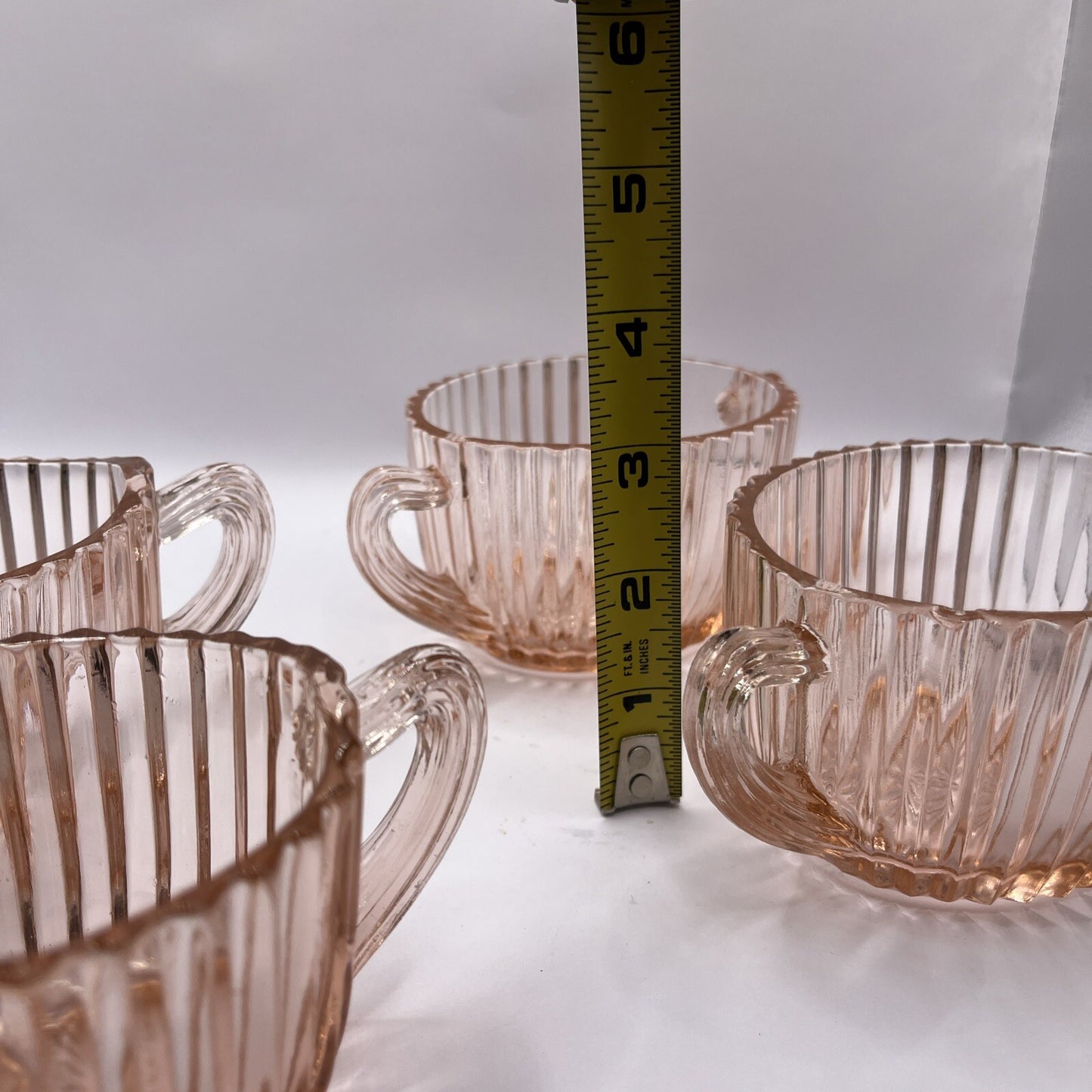 ANCHOR HOCKING pink Depression Sugar And Creamer AH oval Queen Mary