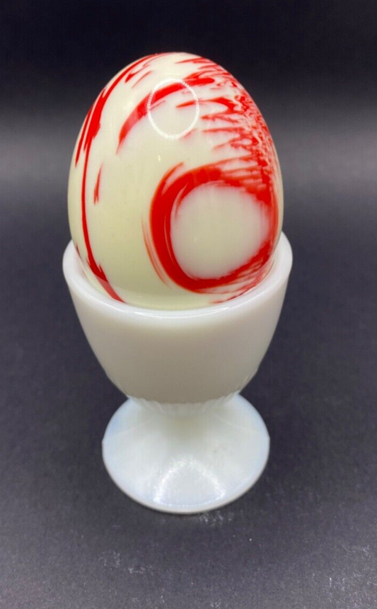 Vintage Red and White Ceramic Marbled Decorative Egg