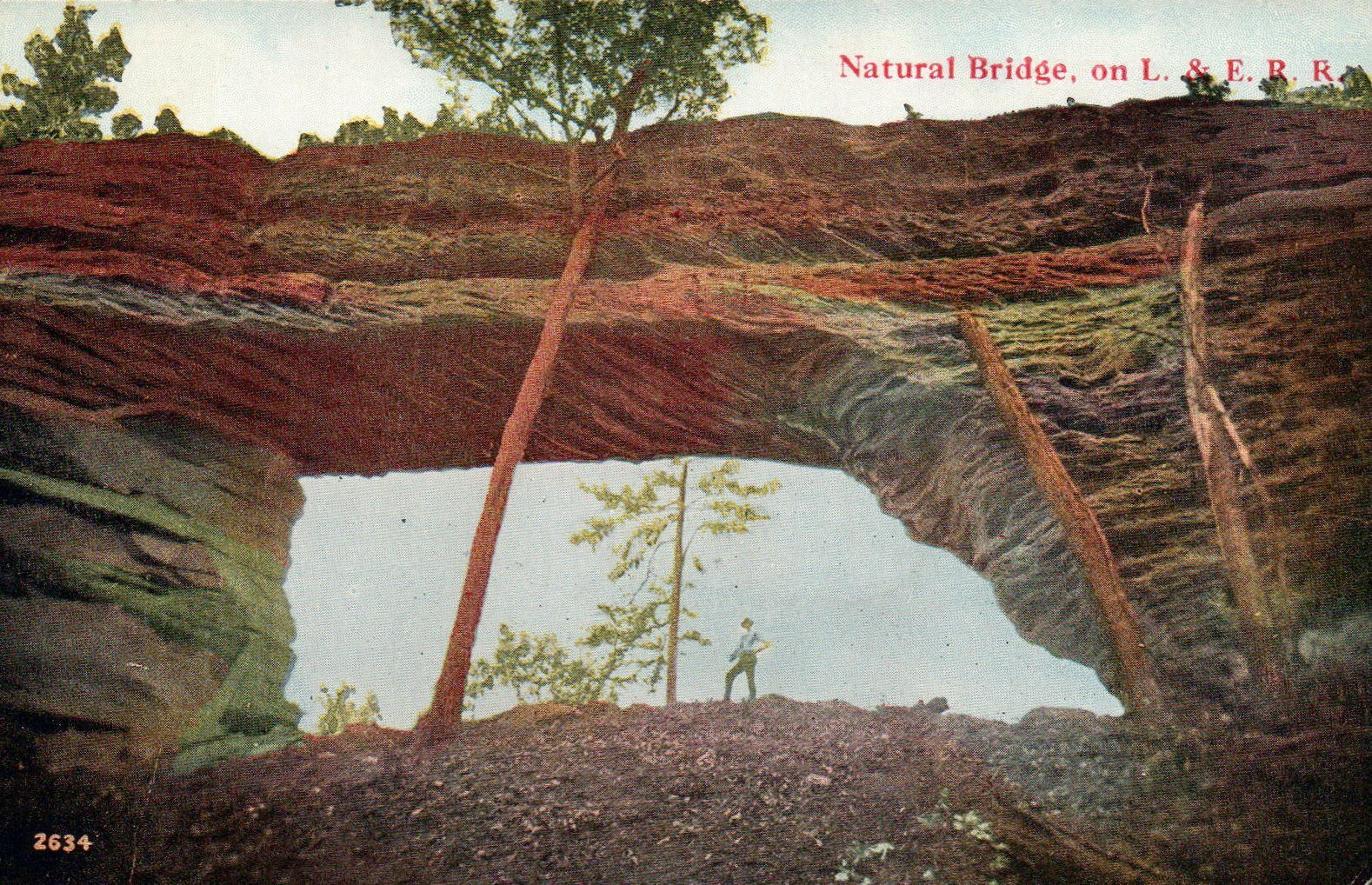 Natural Bridge On L & E Rail Road 2634 Bridge Postcard