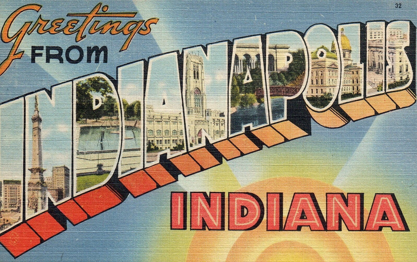 Greetings from Indianapolis Indiana Large Letter Indiana IN Vintage Postcard