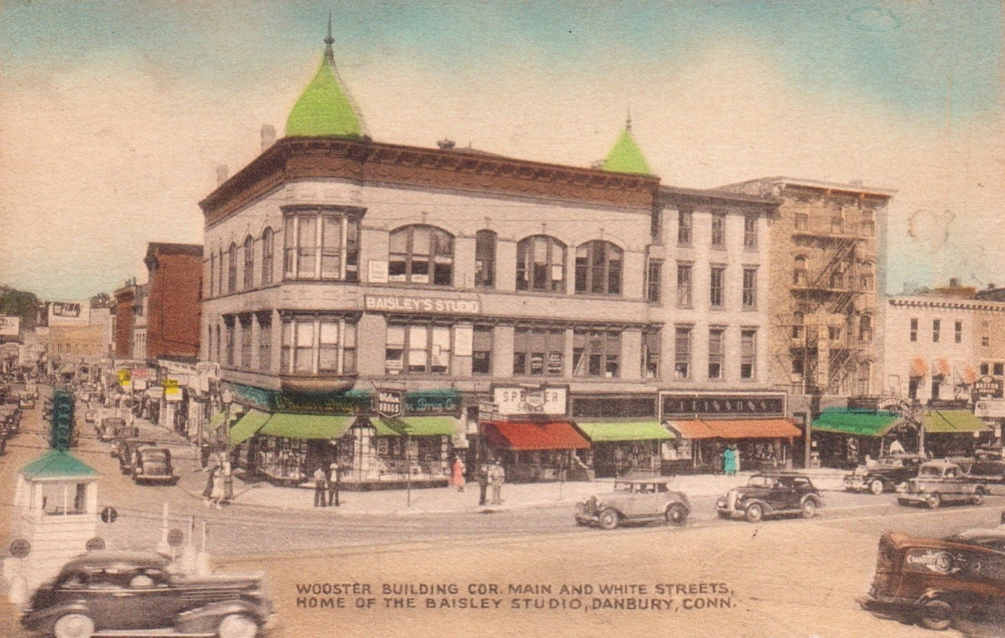 Wooster Building on Main & White Streets Danbury CT Connecticut Postcard