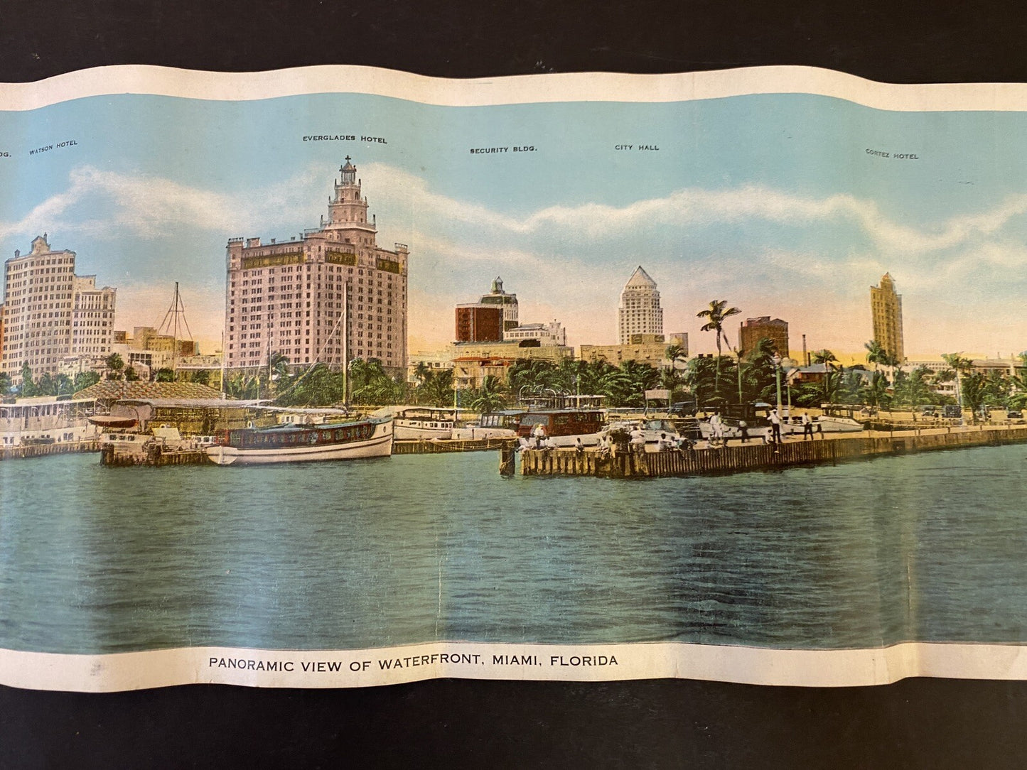 RARE GIANT Panoramic View Waterfront Miami  Florida FL Panoramic Postcard
