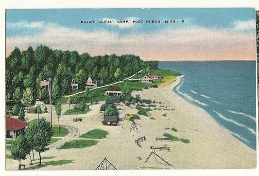 Beach Tourist Camp Port Huron MI Michigan Mich Postcard