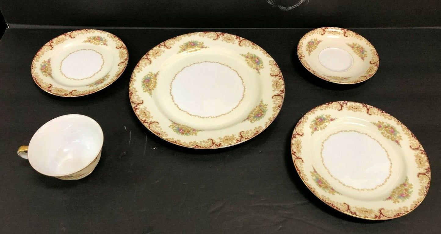 NORITAKE china Red & Tan pattern One Serving set of 5