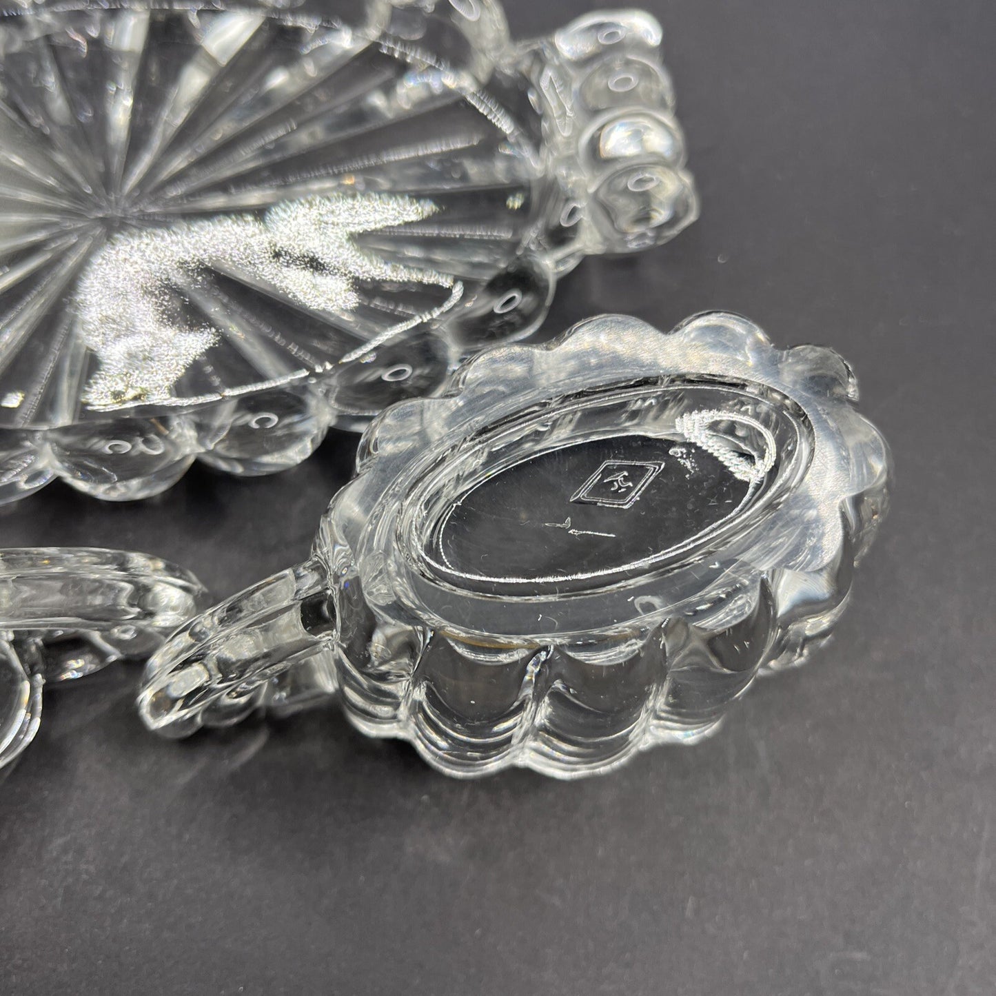 Heisey Glass Co Antique Cream & Sugar With Tray.