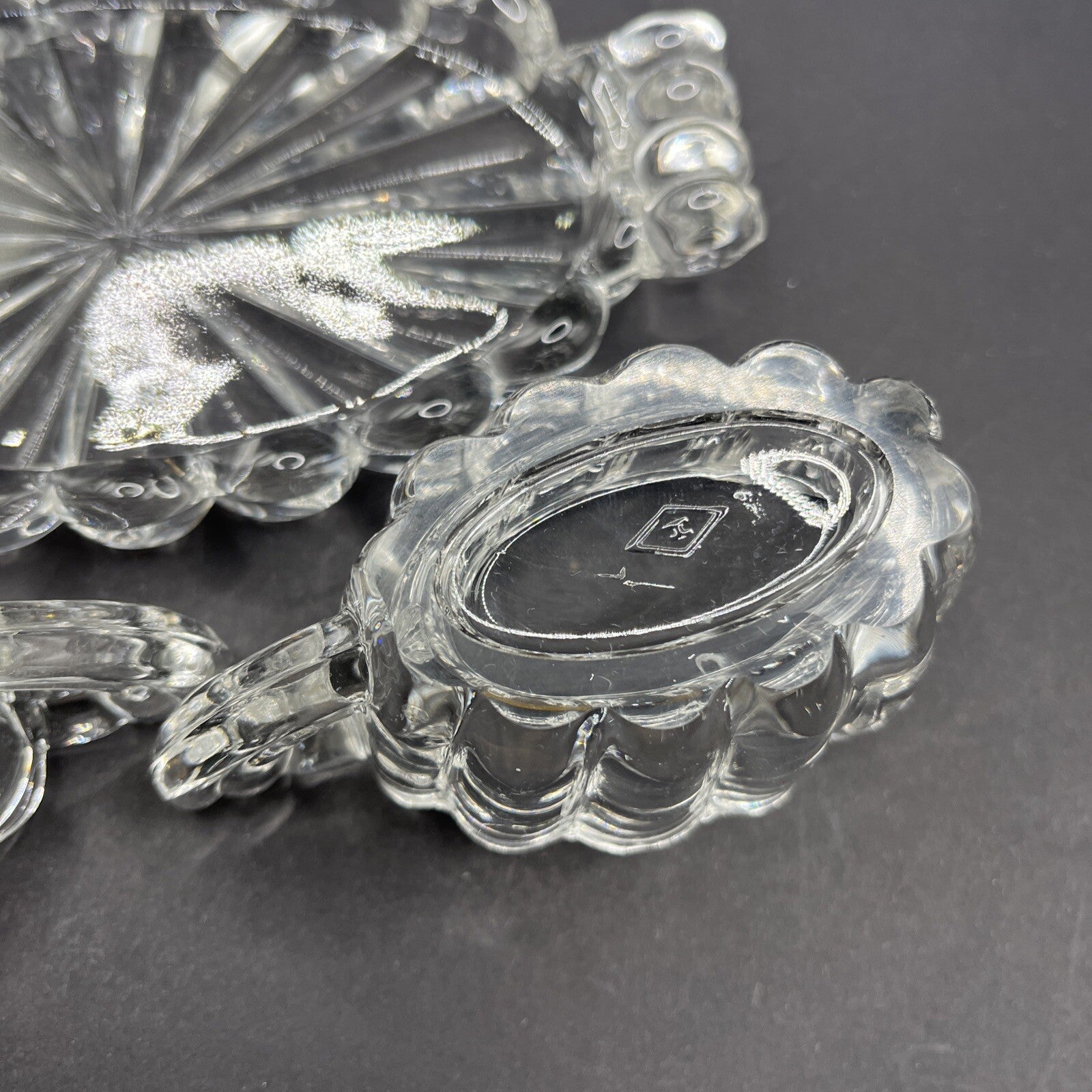 Heisey Glass Co Antique Cream & Sugar With Tray.