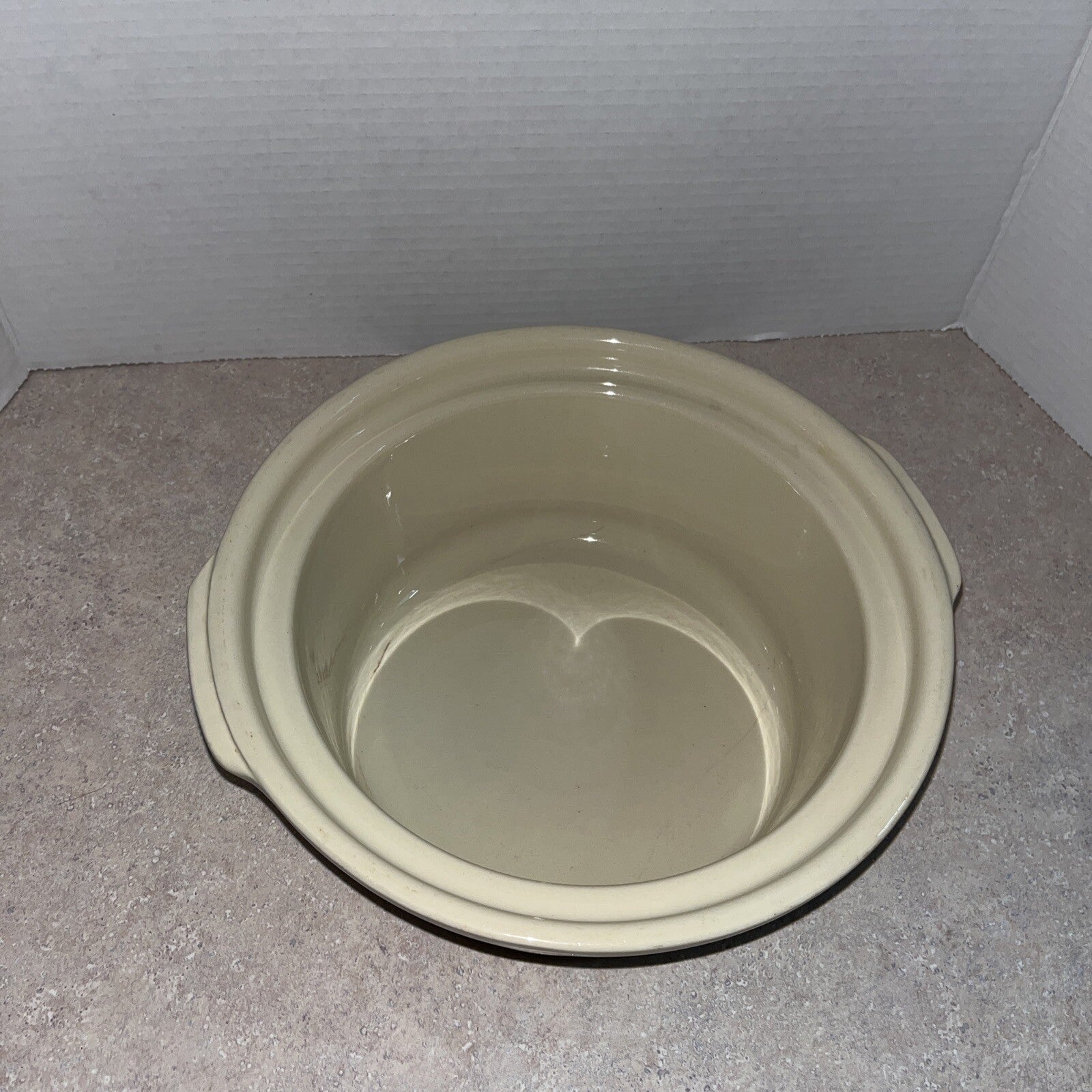 Bowl by Roseville Ohio Friendship Pottery BLUE PATTERN on STONE BACKGROUND 10.5”