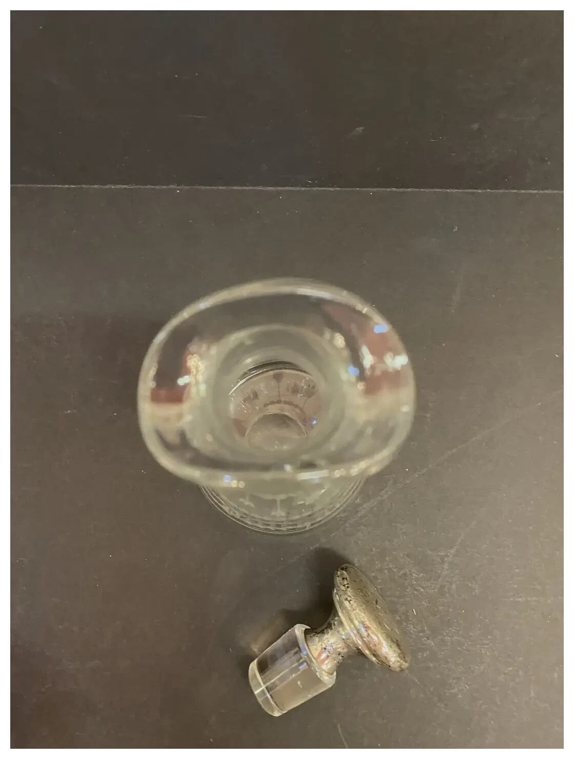 Sterling Silver Stopper 1920 Hawkes Cut Glass Engraved Oil Vinegar Bottle Cruet