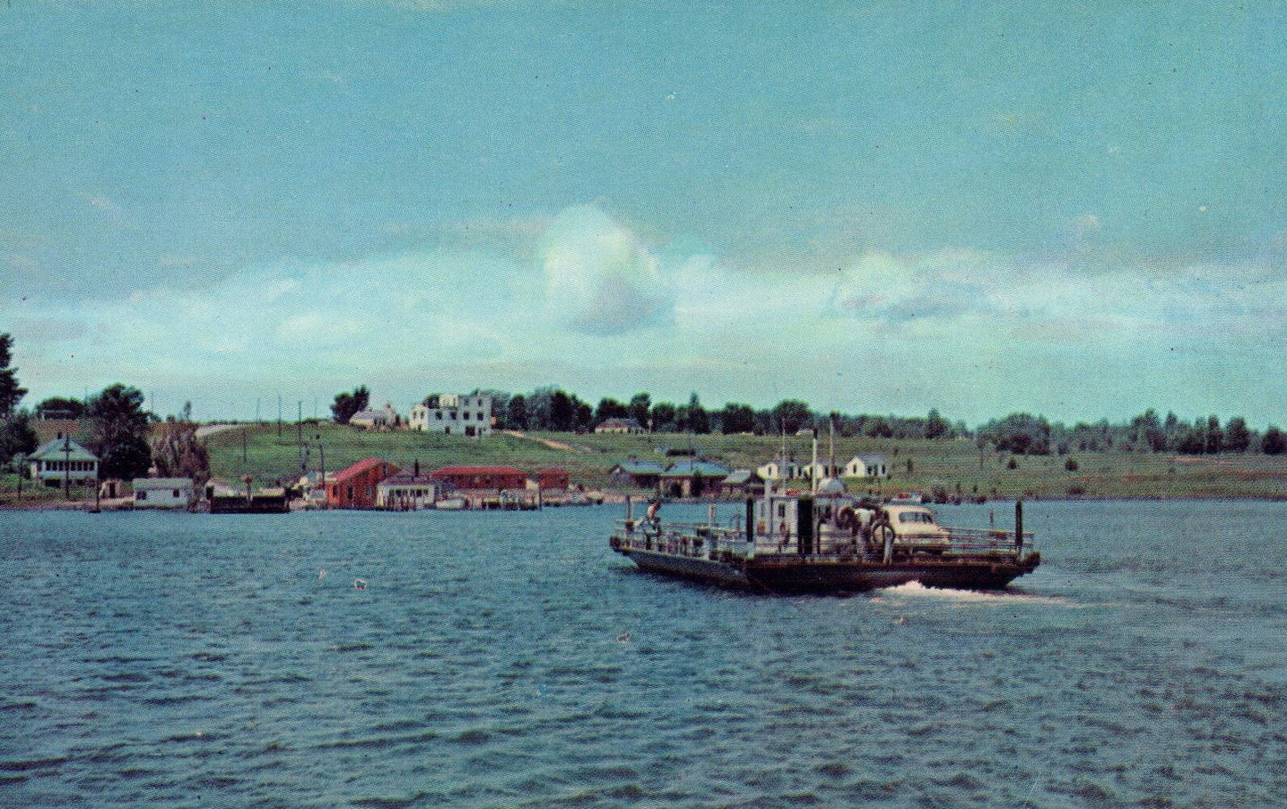 Ironton Ferry Boat Ironton MI Michigan Mich Postcard