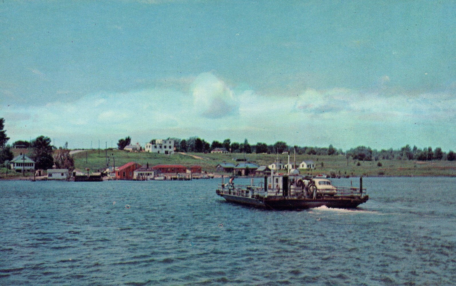Ironton Ferry Boat Ironton MI Michigan Mich Postcard