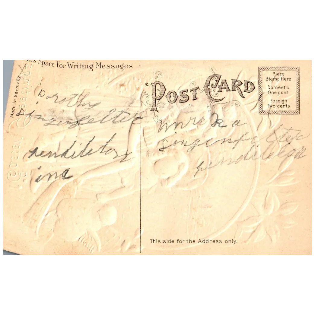 Easter Greetings Little Girls Holding Chick Basket Vintage Silk Easter Postcard