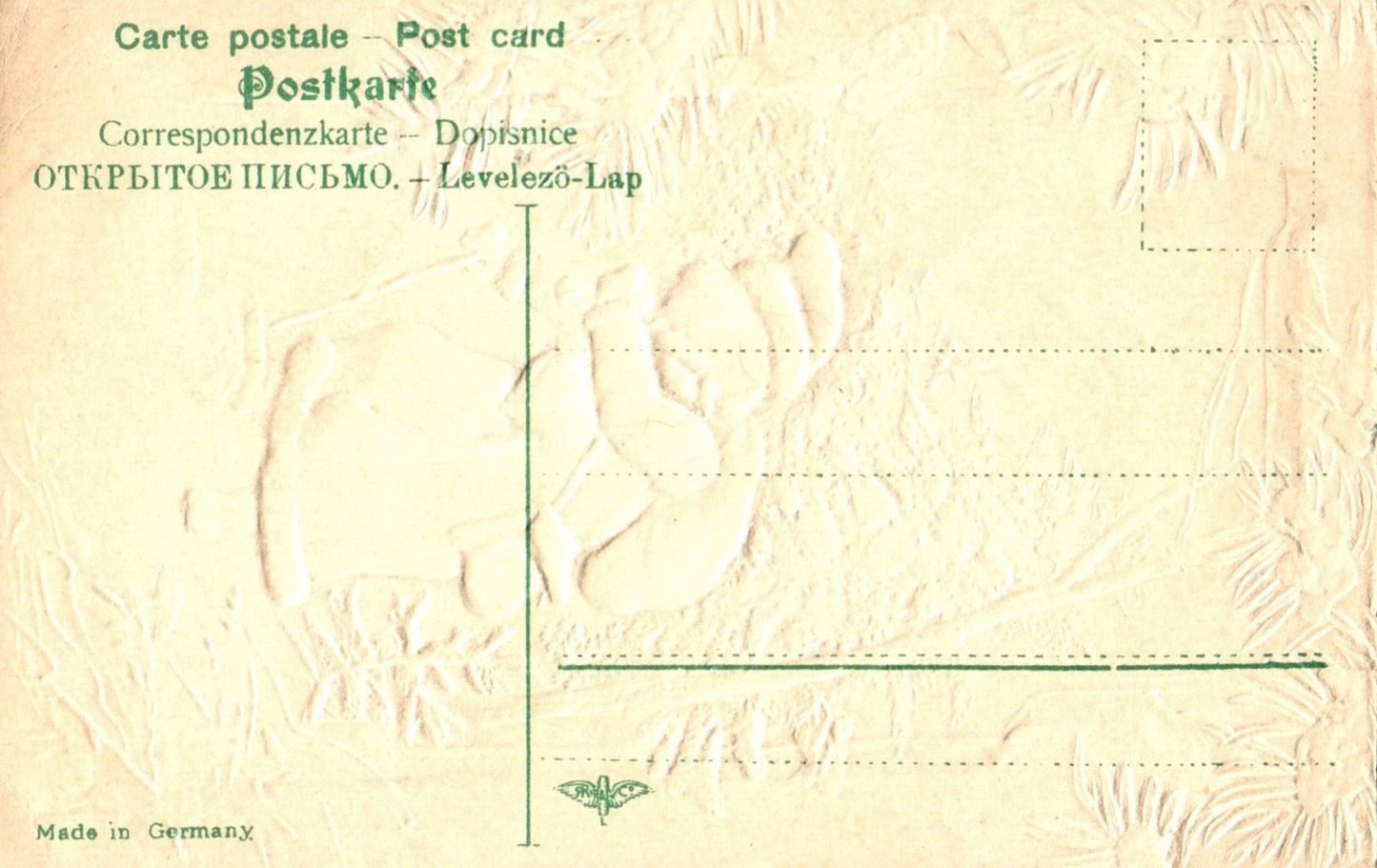 Christmas Greetings Santa Walking Through Snow Storm Vintage Santa Postcard