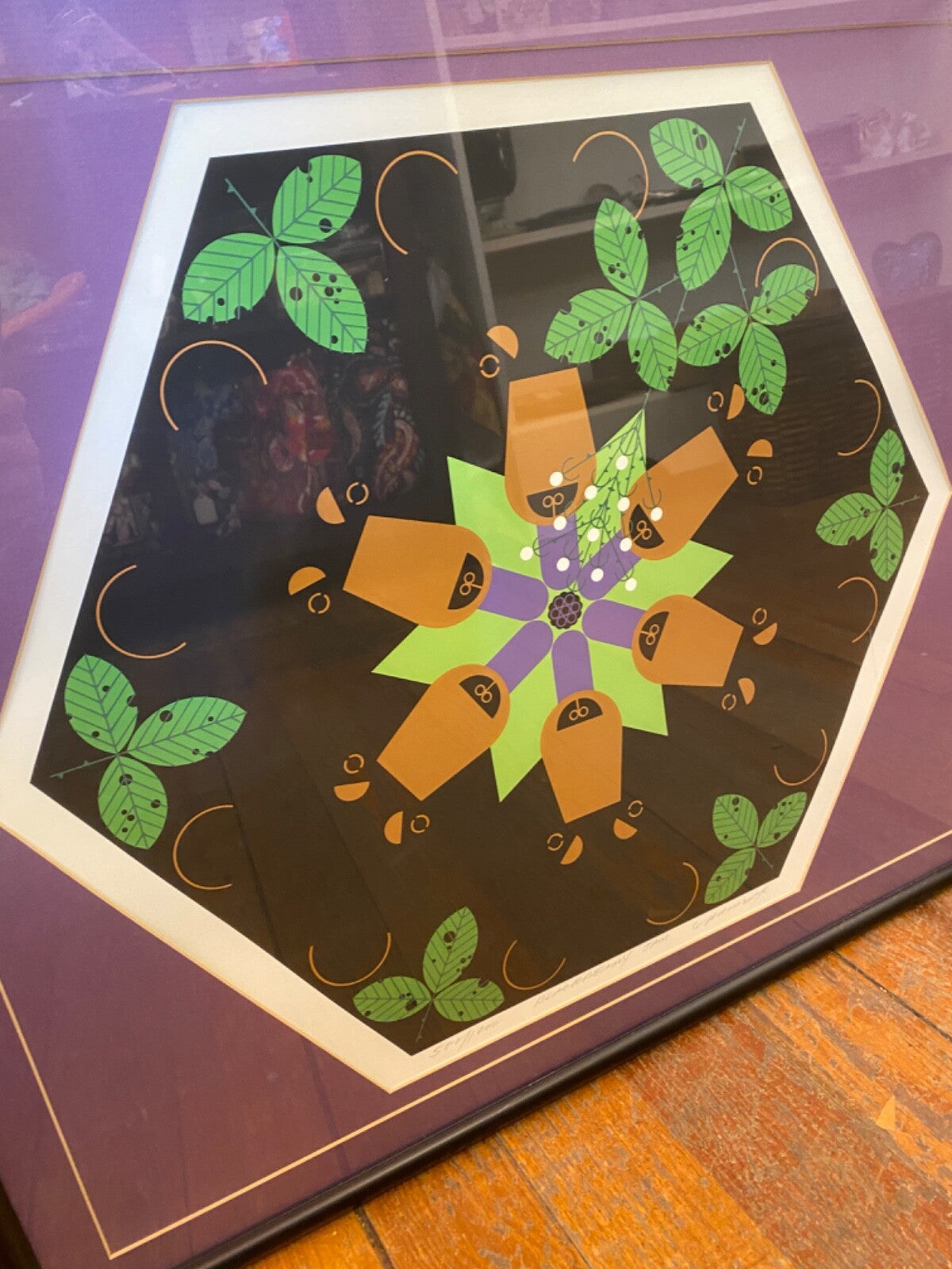 Charley Harper "Blackbeary Jam" Signed & Numbered Framed Serigraph 1984 582/1000