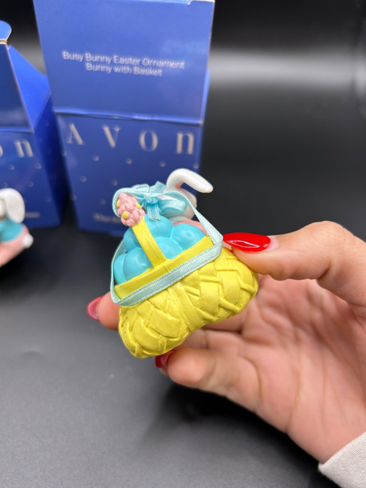 NEW Vintage AVON Busy Bunny Easter Ornament, Bunny with Basket and watering can!