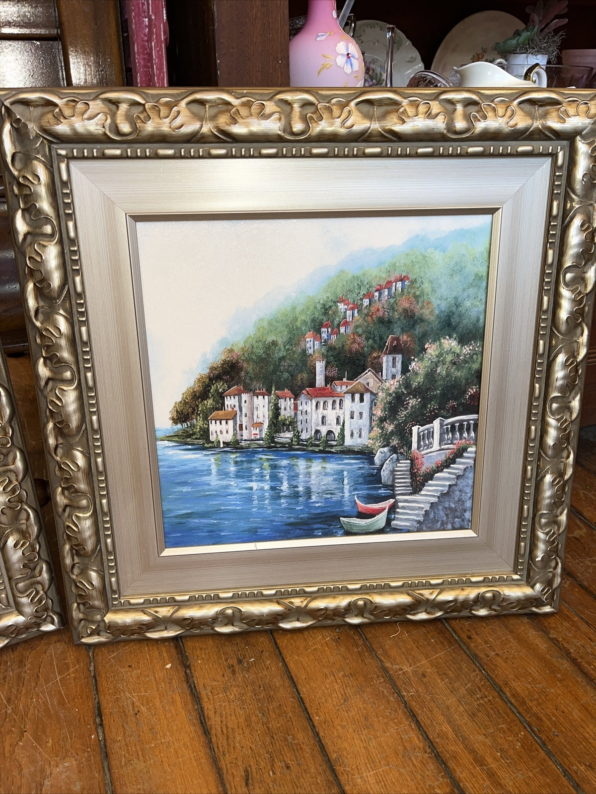 2-Vintage Framed Original Landscape Oil Painting On Canvas - Frame 19” X 19”