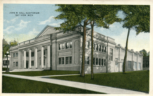 1916 John M Hall Auditorium Bay View MI Michigan Mich Postcard