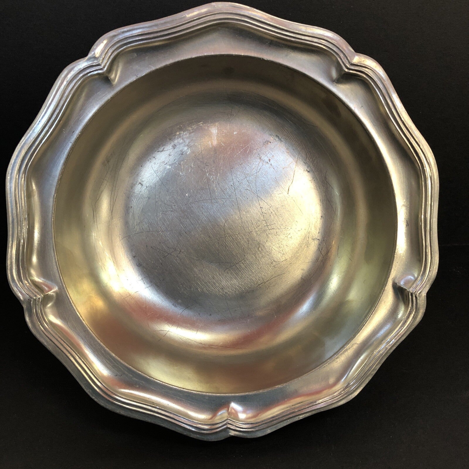 Vintage Etain ZINN Pewter 9" Bowl Dish