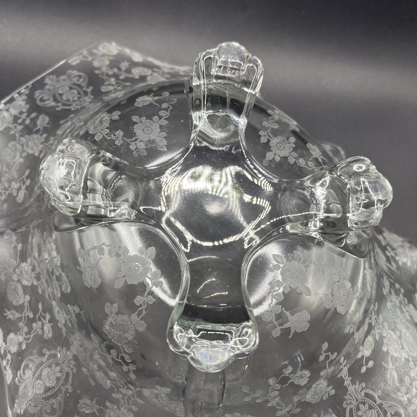 ROSEPOINT 12" FOOTED CENTERPIECE SERVING BOWL Cambridge Glass Co VTG