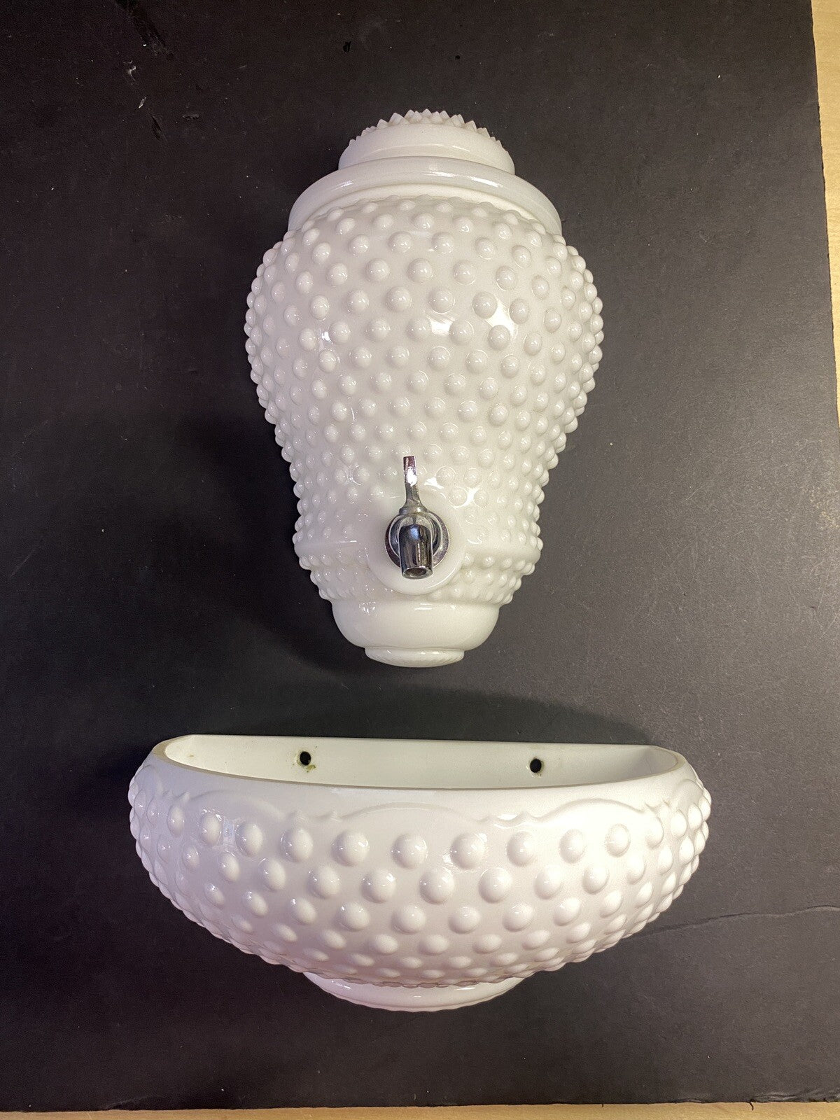 RARE Vintage Hobnail Fenton Milk Glass Lavado Wall Fountain Planter