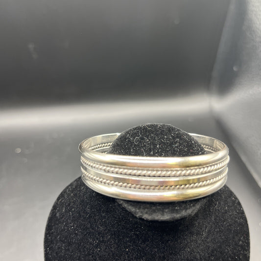 Vintage Southwestern Twist Sterling Silver Cuff Bracelet 6-3/8"