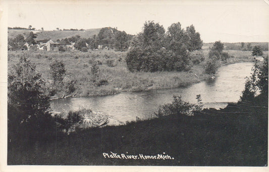 RPPC Platte River in Honor Michigan Postcard
