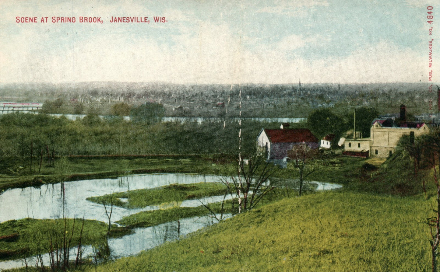 Scene At Spring Brook Janesville WIS Wisconsin Postcard