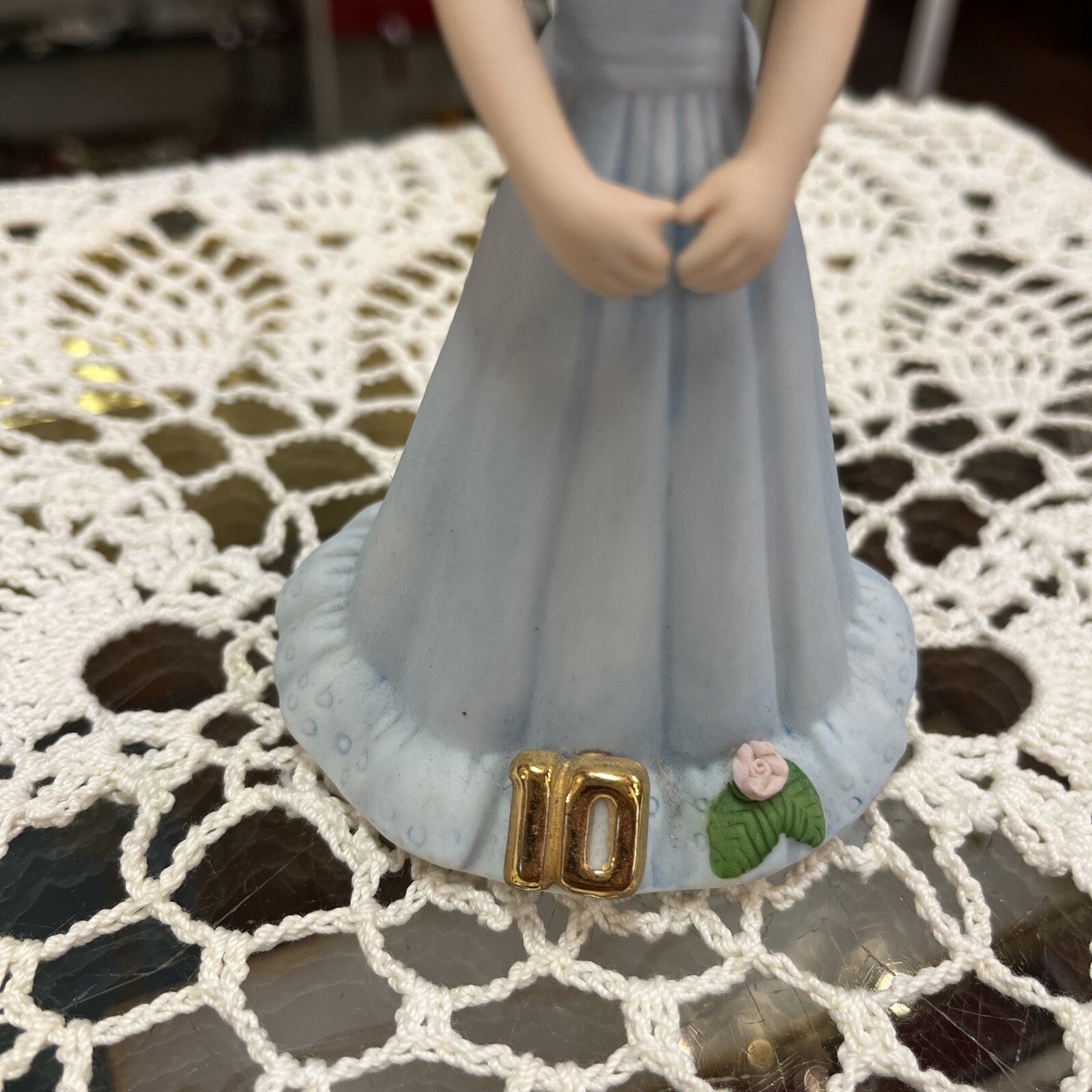 Enesco Growing Up Birthday Girls Age 10 Brunette Porcelain Figurine cake topper