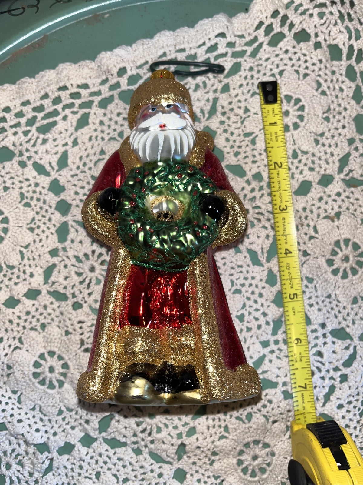 Vintage Santa Mercury Glass Christmas Ornament