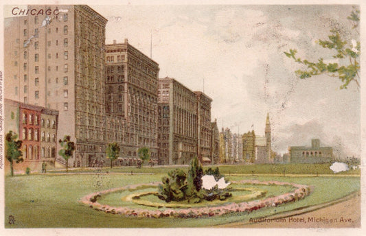 Auditorium Hotel Michigan Ave. Tuck Private Mailing Chicago Illinois IL Postcard