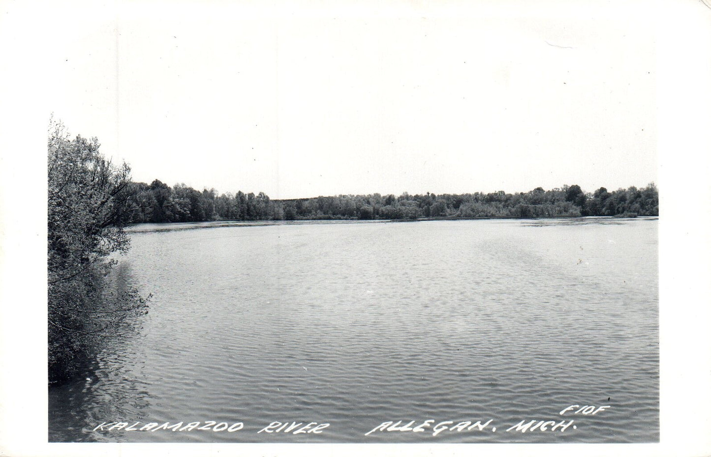 Real Photo of Kalamazoo River in Allegan MI Michigan Mich Postcard