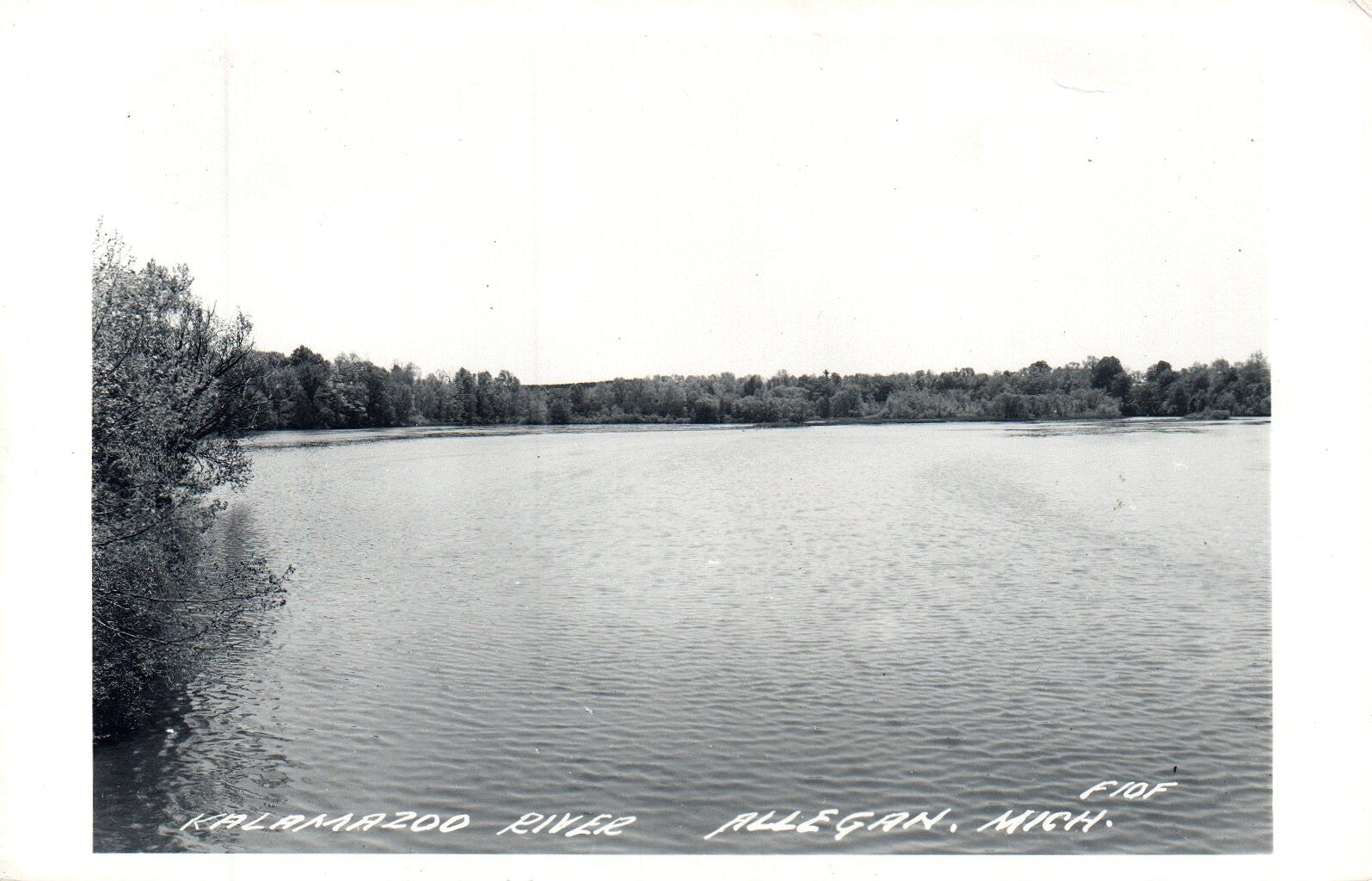 Real Photo of Kalamazoo River in Allegan MI Michigan Mich Postcard
