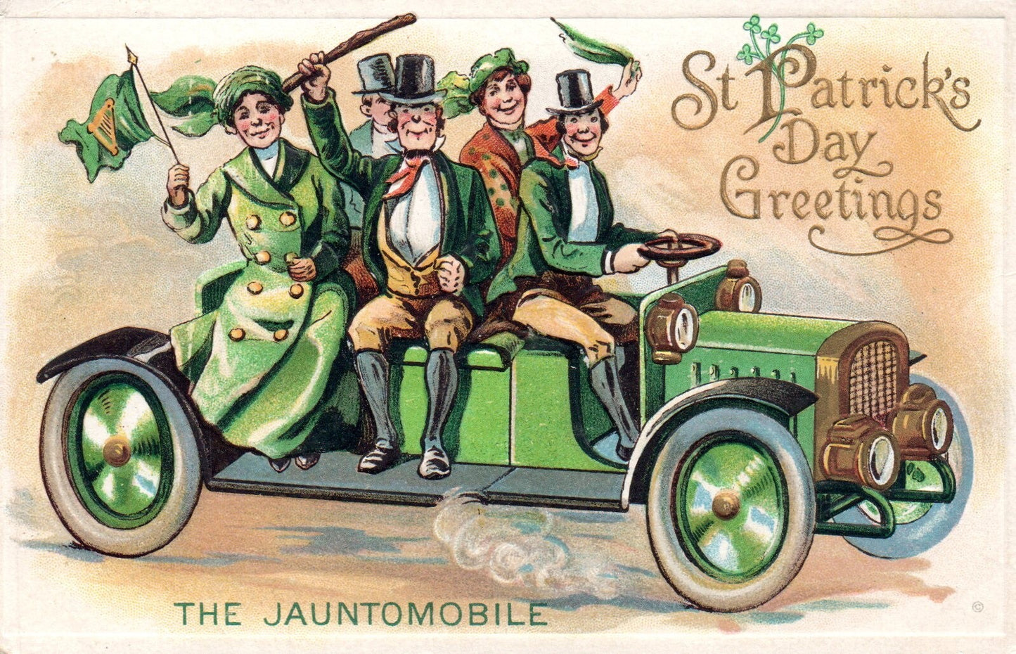 St Patrick's Day Greetings The Jauntomobile St. Patricks Day Postcard