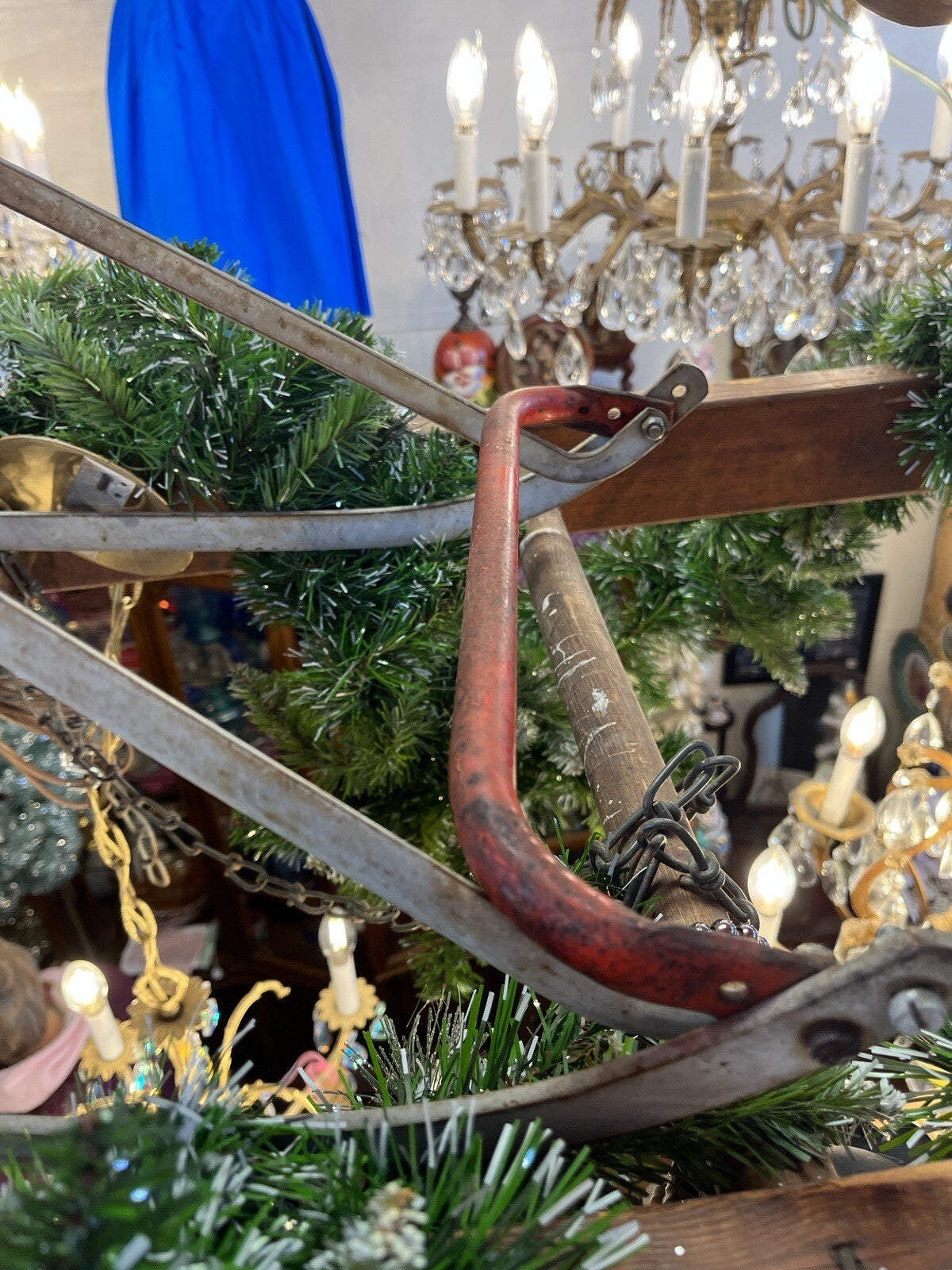 Antique Victorian Primitive Solid Wood & Iron Child's Snow Sled