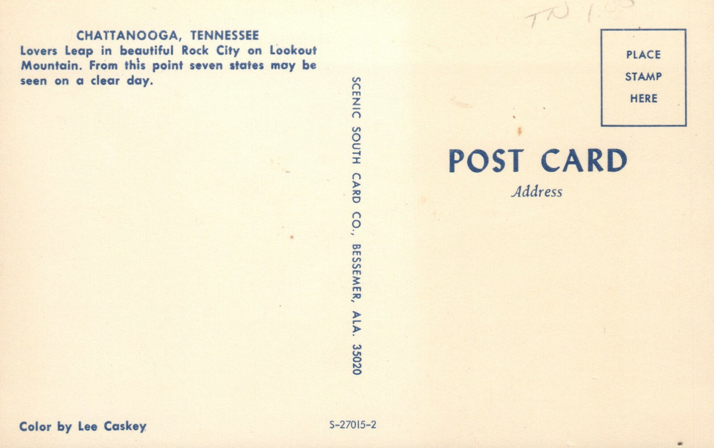 Lovers Leap Rock City Chattanooga Lookout Mountain TN Tennessee Postcard