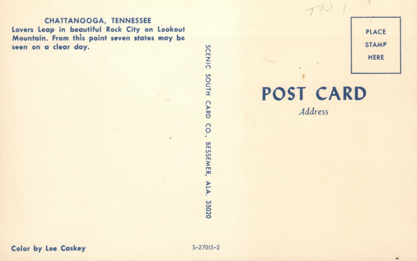 Lovers Leap Rock City Chattanooga Lookout Mountain TN Tennessee Postcard