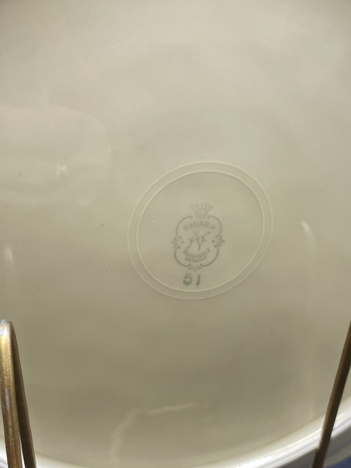 RARE Waldershof Bavaria Germany 9" Salad Plate Bowl Cream with Gold Design