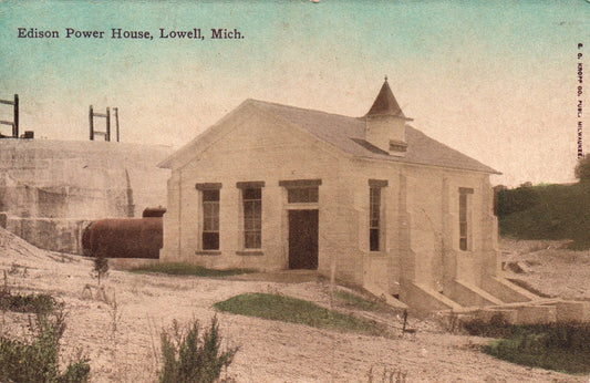 Edison Power House in Lowell Michigan Mich MI Postcard
