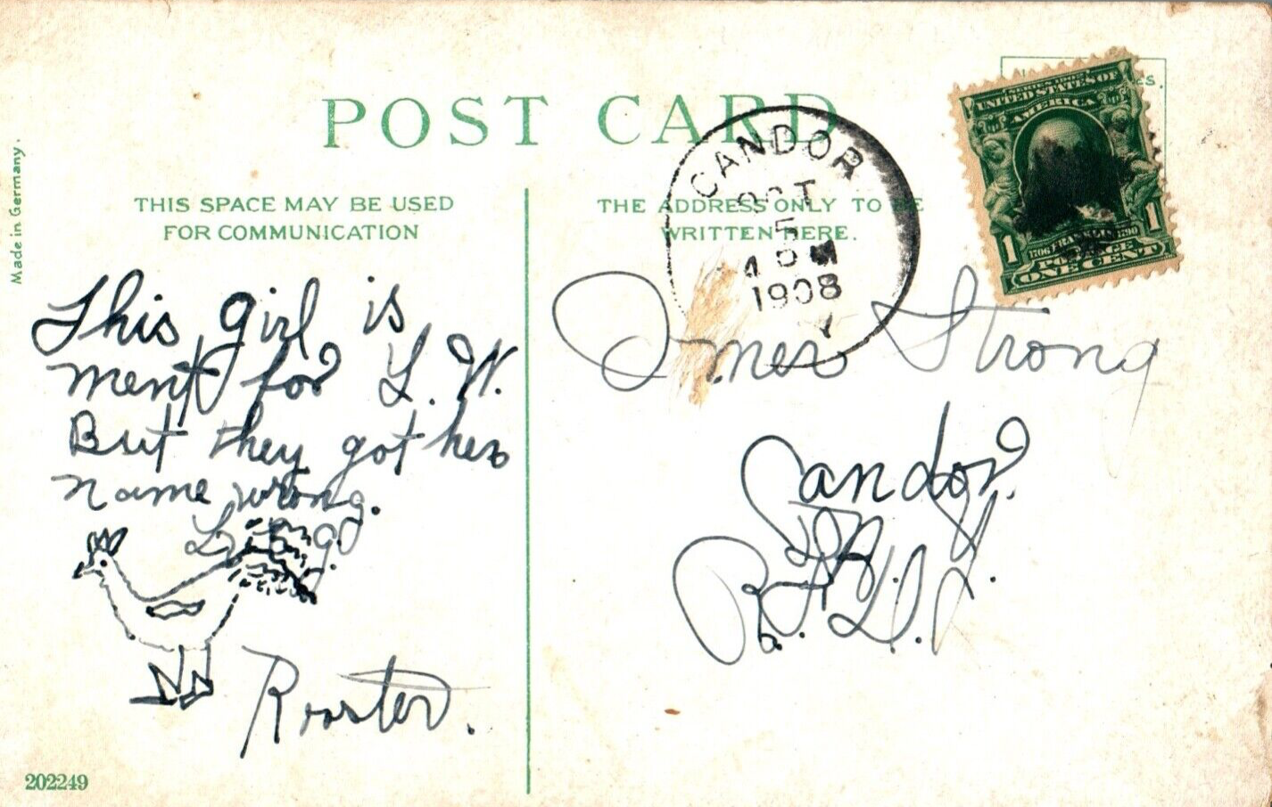 "Wanita Redbird" Green Blanket Native American Indian Postcard