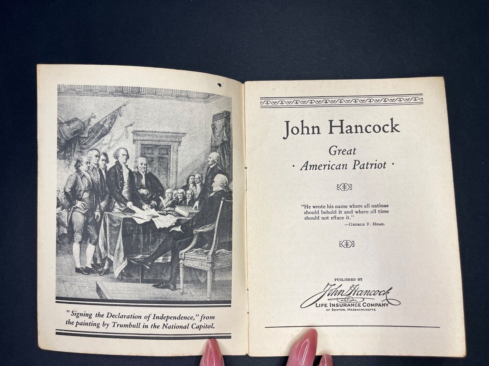 Vintage "John Hancock" John Hancock Life Insurance Ad Book