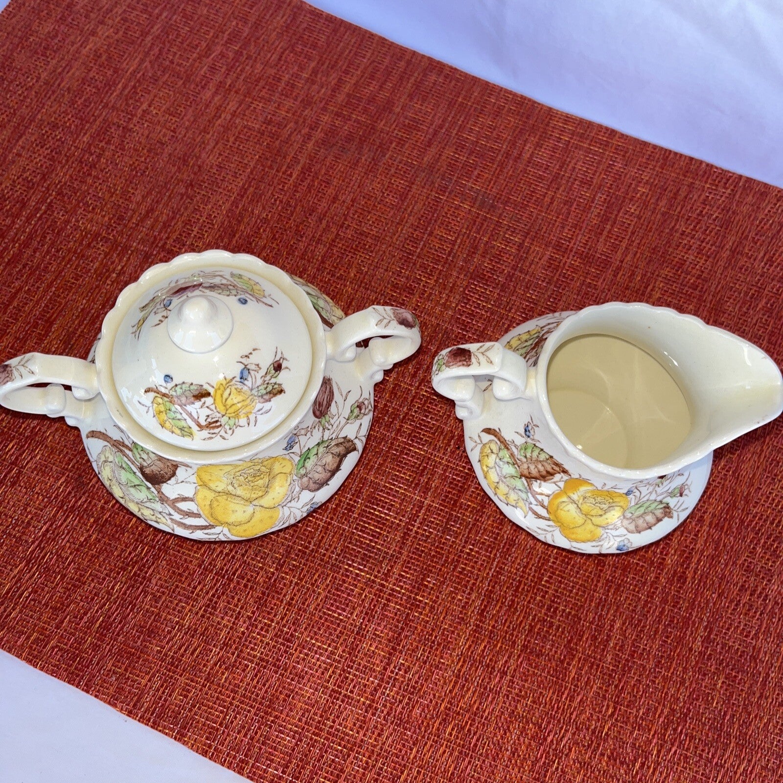 Vernonware Vernon Rose Yellow Cream & Sugar Set
