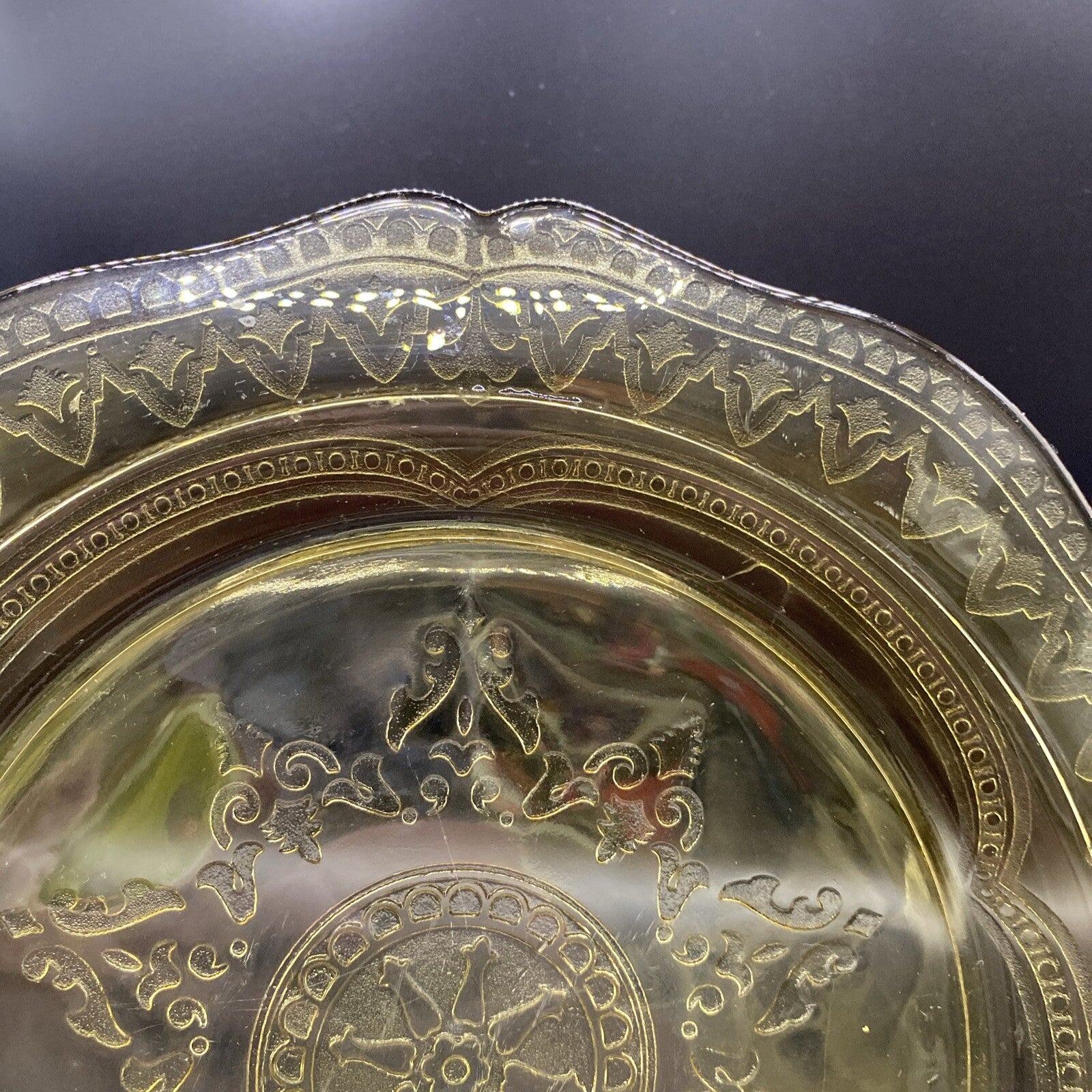 Federal Amber Patrician Spoke Yellow Depression Glass 11" Dinner Plate VTG 1930