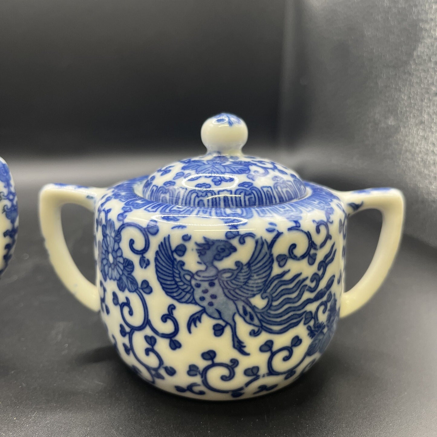 Vintage Morimura Brothers Noritake Blue Phoenix Flying Cream & Sugar Set