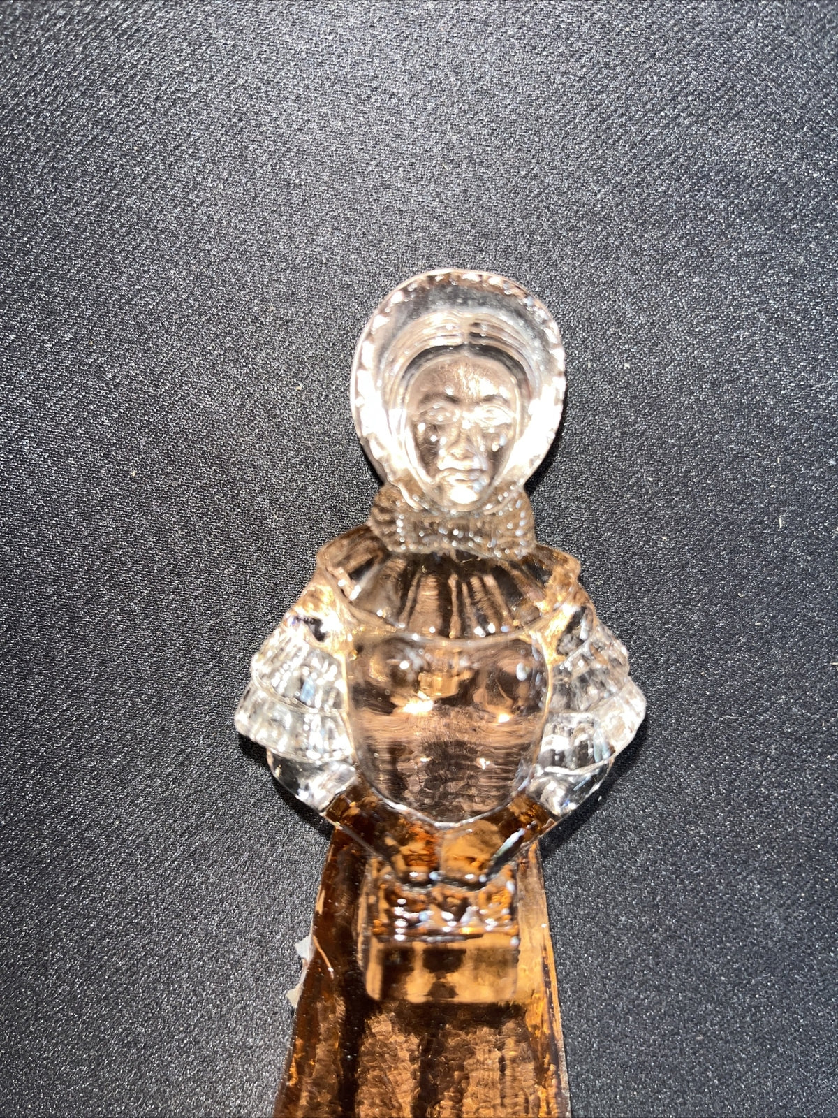 VINTAGE 1970’s Degenhart Glass Amber Carnival Colonial Women Girl Figurine