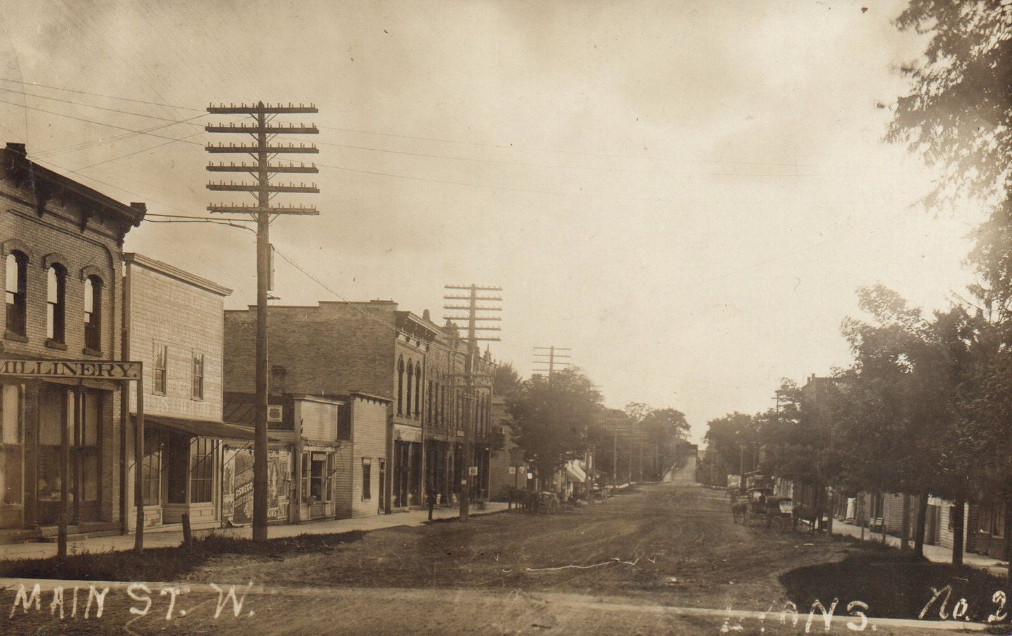 Main St W Lyons Michigan MI Mich Postcard RPPC 1904-18