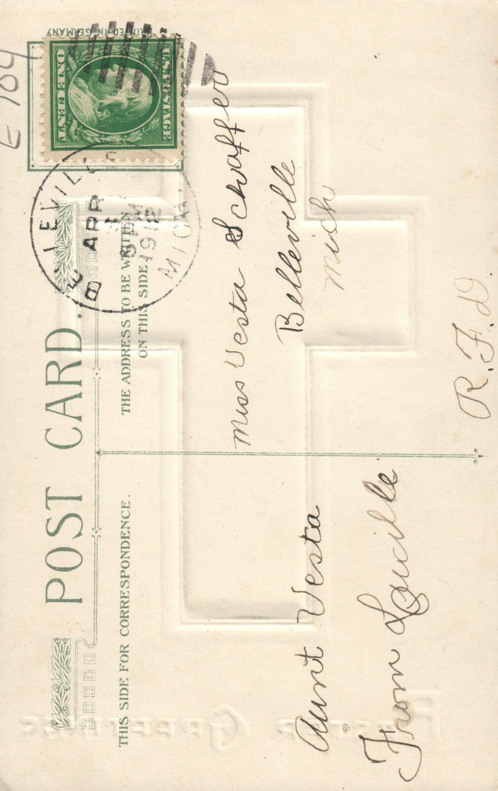 John Winsch Easter Cross With Scenic Windmill Easter Postcard