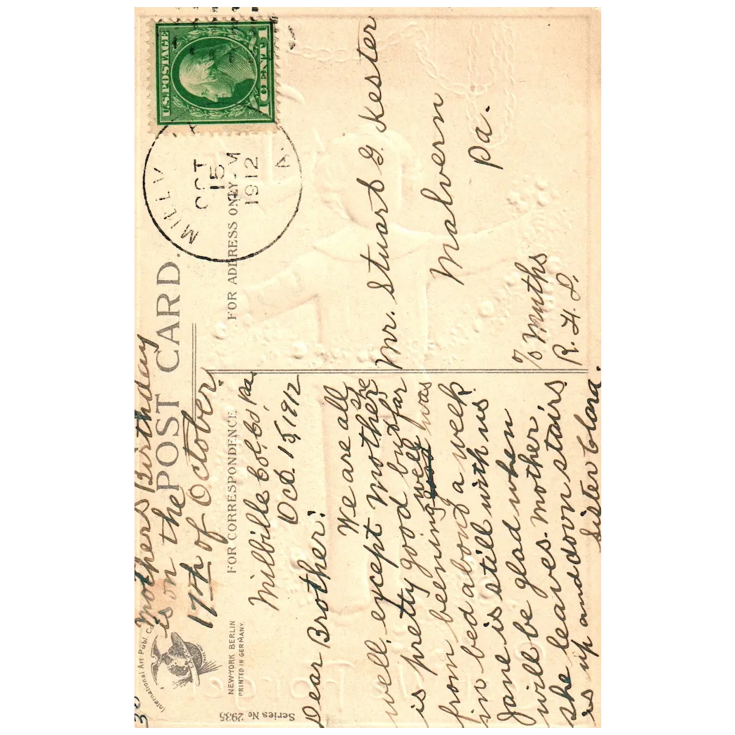 Little Boy in Sailor Suit & Anchor Holding Flower Strand Lest We Forget Postcard