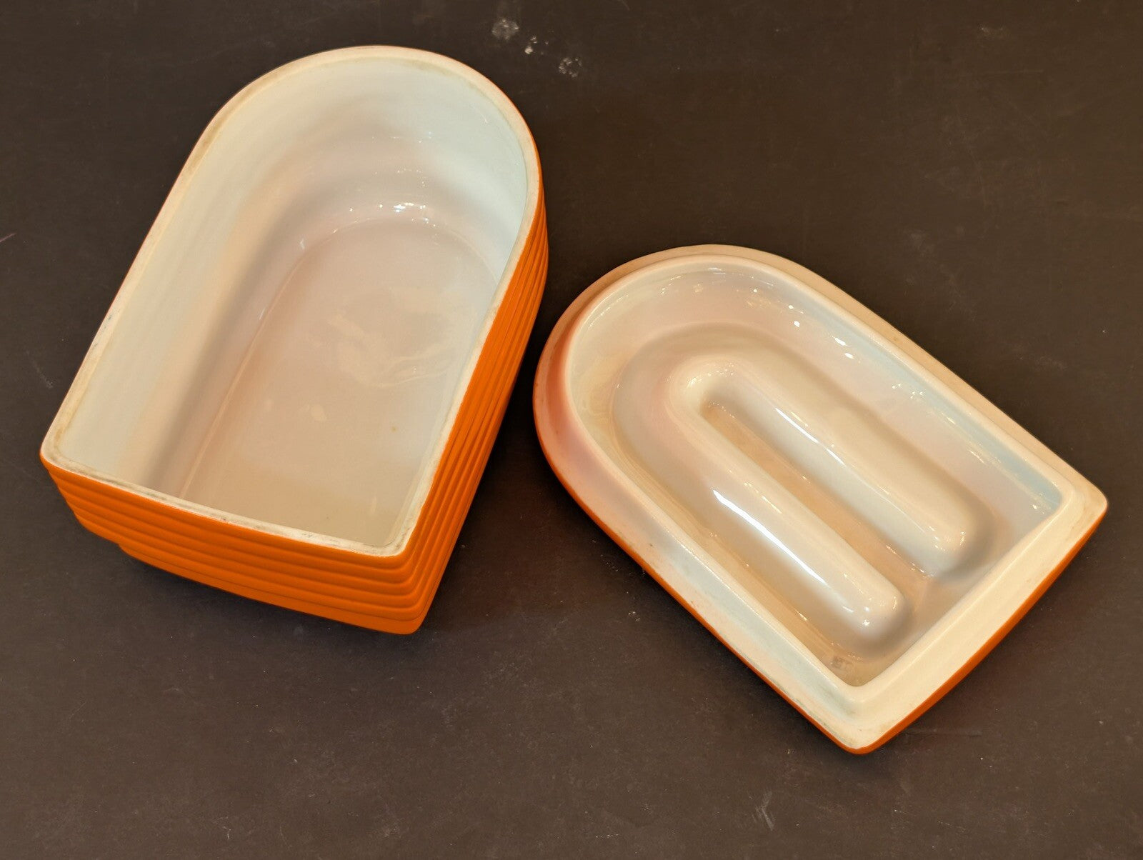 Vintage Hall China Company Westinghouse Refrigerator Dish Art Deco ~ Orange